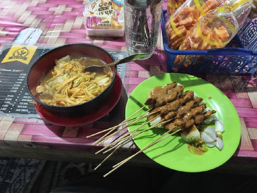 Rabbit satay and noodle soup